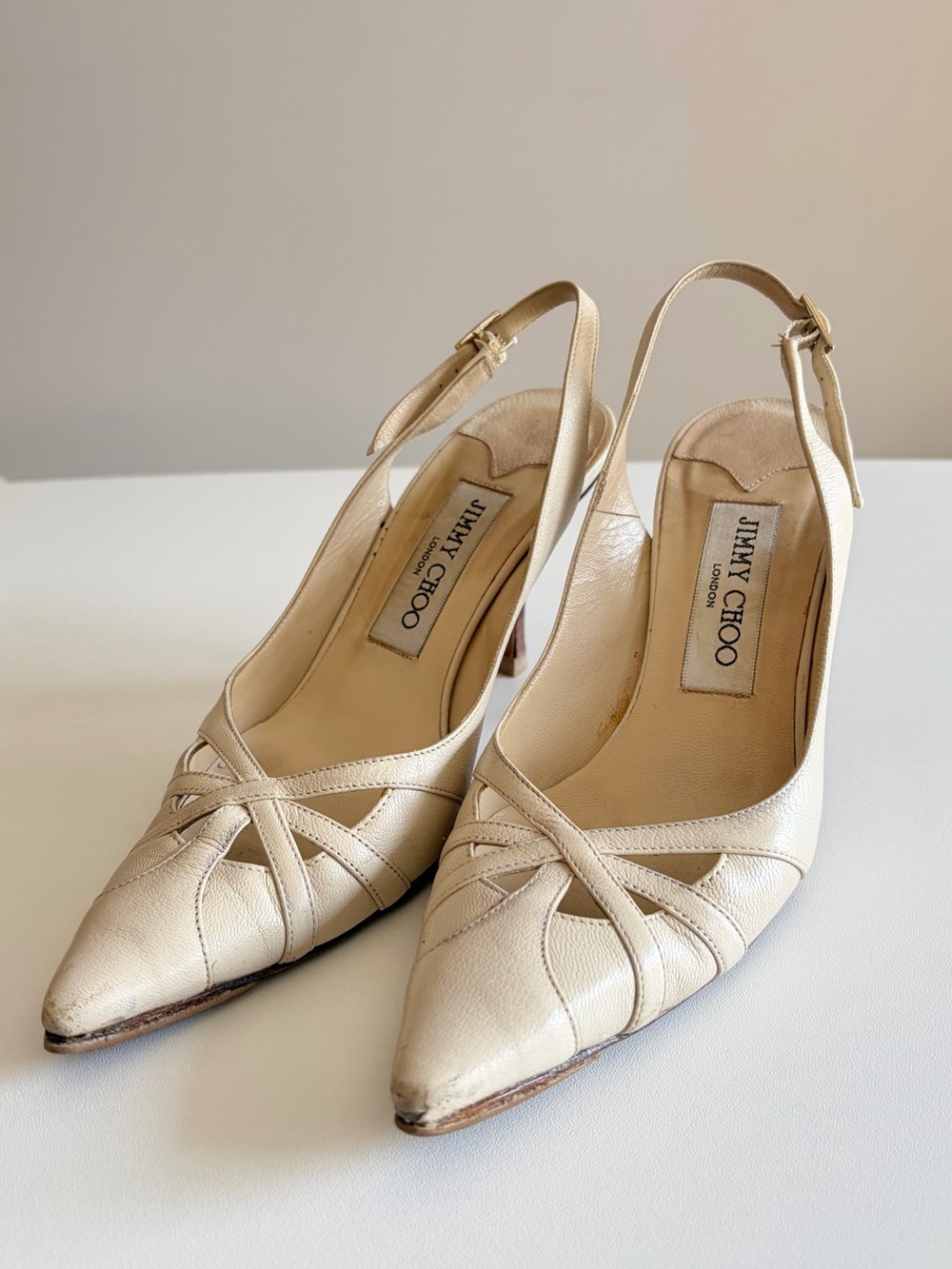 Jimmy Choo Kansas Goat Leather Slingback Heels 35½
